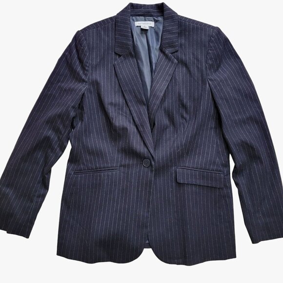 Liz Claiborne‎ Blazer Sportcoat Womens Size 10 Blue Pinstriped Blended Materials - Picture 1 of 10